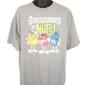 Vintage M&Ms T Shirt Mens Size 2XL Gray 90s Surrounded By Nuts Snack Tee